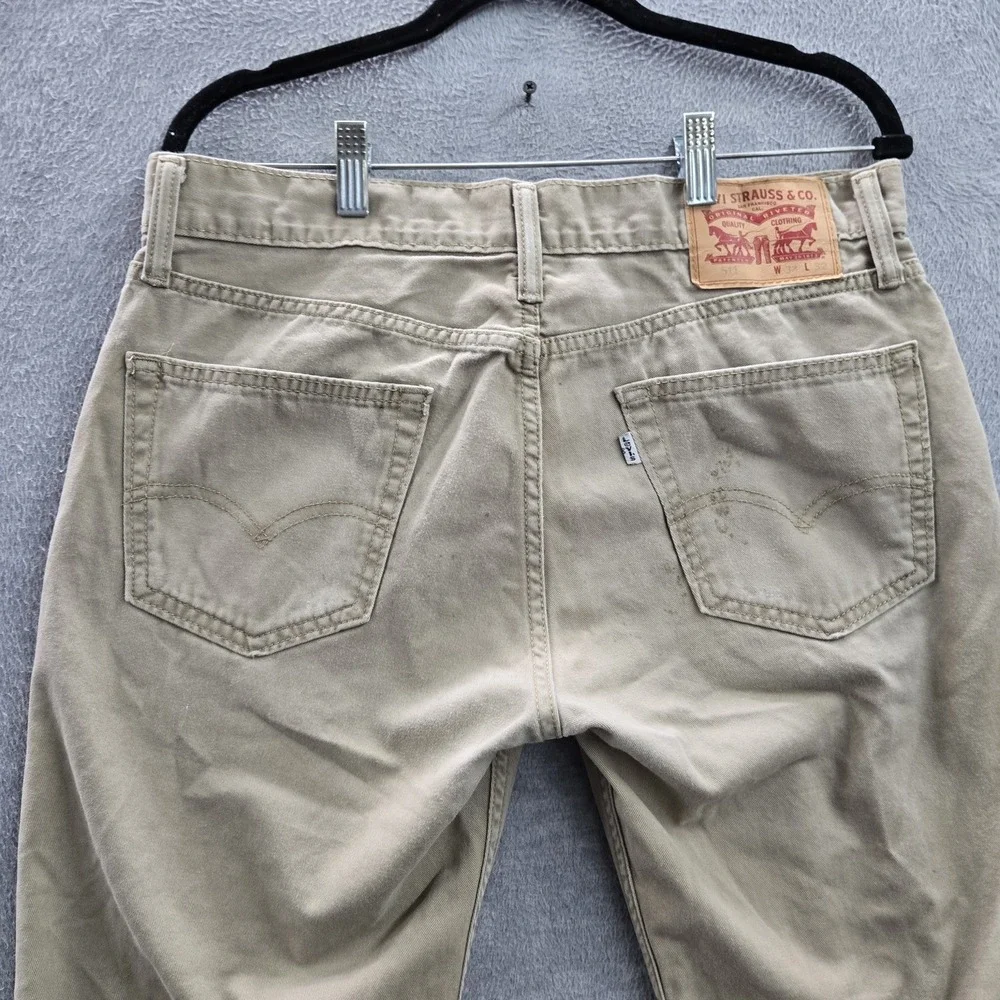 Levi's 511 Men Jeans 33X32 Brown Khakis Slim Fit Button Twill 32